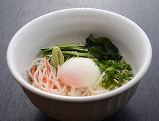 Onsen egg cold udon
